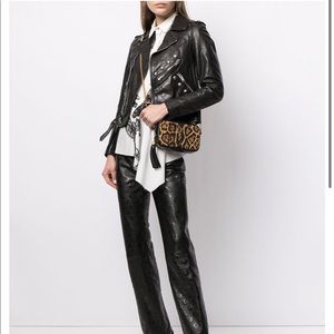 SAINT LAURENT
Pre-owned Studded Cropped Biker Jacket In Black